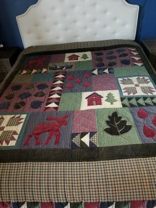 Cabin Lodge Full/queen Size Quilt Coverlet 82 X 54 Euc