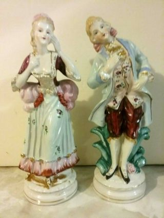 Vintage Porcelain Victorian Couple Figurine Statue.  Made In Japan
