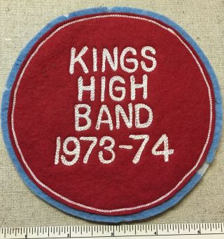 Vintage 1973 - 74 Kings High Band Chenille Patch School Letter Jacket 1970s Felt