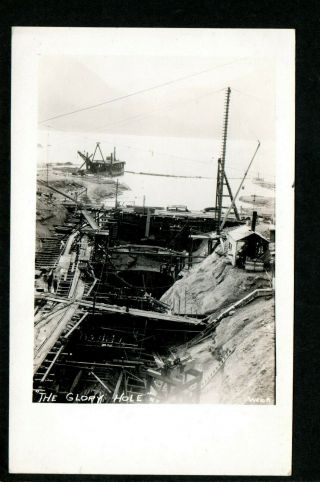 1930s Colorado River Aqueduct Construction Postcard,  " Glory Hole " At Lake Havasu