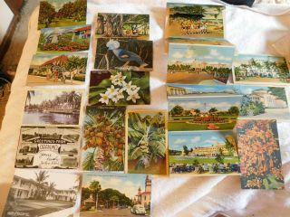 18 Vintage Postcards 1941 - 1948 Stamped Florida Great Graphics 1 1907