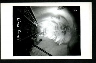 1930s Colorado River Aqueduct Construction Rppc Postcard,  Worker In Lined Tunnel
