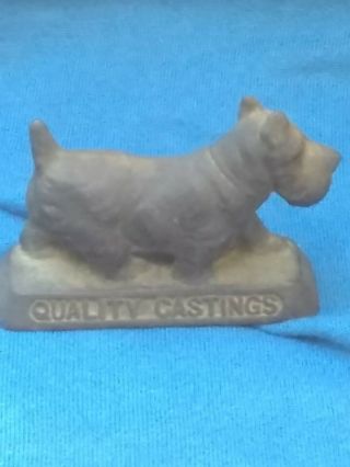 Vintage Cast Iron Advertising Scottie Dog Paperweight Hamilton Foundry Ohio 2