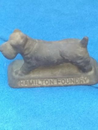 Vintage Cast Iron Advertising Scottie Dog Paperweight Hamilton Foundry Ohio 4