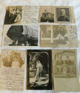 7 Vintage Postcards Real Photos People 1901 - 1946 Stamped