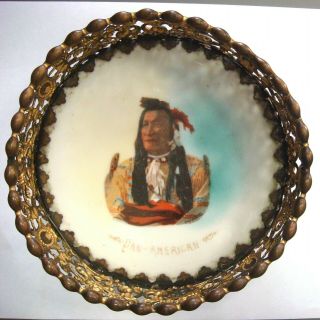 Limoges Dresser Tray - 1901 Pan American Exposition With Indian Chief Pictured