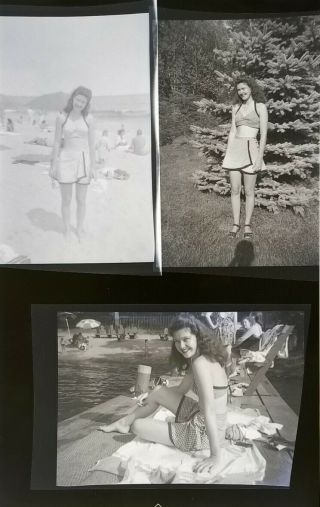 5 Vintage Photo Negatives Film Woman Wearing Polka Dot Swimsuit