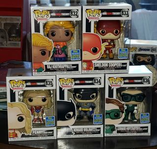 Sdcc 2019 Funko Pop X The Big Bang Theory Full Set Of 5 With Stickers&protector