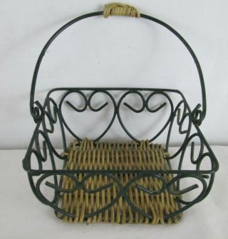 Vintage Wire Small Basket Egg Carrying Woven Bottom Hearts 3 Farmhouse