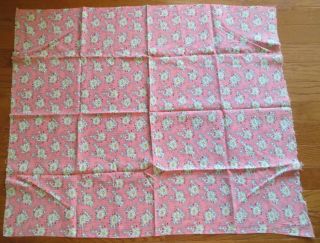 Vintage Feedsack Pink Turquoise White Floral Feed Sack Quilt Sewing Fabric 2