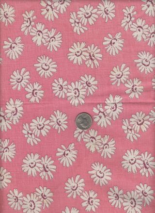 Vintage Feedsack Pink White Floral Feed Sack Quilt Sewing Fabric