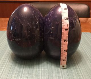 Vintage 1960’s Hand Carved Duccischi Alabaster Purple Egg Shaped Bookends Italy 7