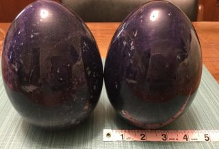 Vintage 1960’s Hand Carved Duccischi Alabaster Purple Egg Shaped Bookends Italy 8