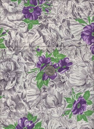 Vintage Feedsack Purple Green Floral Feed Sack Quilt Sewing Fabric