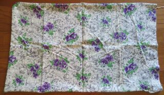 Vintage Feedsack Purple Green Floral Feed Sack Quilt Sewing Fabric 2