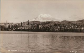 (m504) Vintage Postcard,  Rppc,  Mt Rainier From Clear Lake Washington