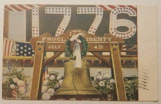 Vintage 4th Of July Postcard 1909 Liberty Bell - Proclaim Liberty July 4th 1776