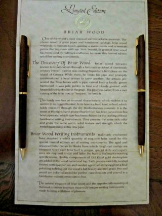 Vintage Limited Edition Hallmark Briar Wood Ballpoint Pen & Pencil Set -