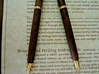 Vintage Limited Edition Hallmark Briar Wood Ballpoint Pen & Pencil Set - 3