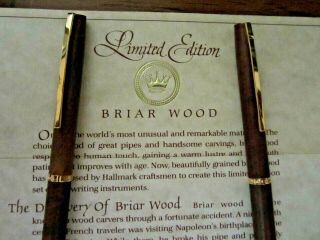 Vintage Limited Edition Hallmark Briar Wood Ballpoint Pen & Pencil Set - 4