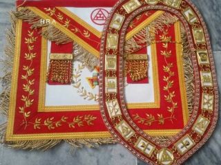 Masonic Royal Arch Php Past High Priest Apron With Collar Red Hra