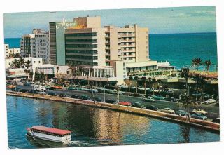 Vintage Florida Chrome Postcard Miami Beach Hotel Algiers Oceanfront Aerial View