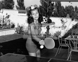 Actress Rita Hayworth Playing Ping Pong (table Tennis) - 8x10 Photo (az233)
