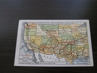Rare Vintage Santa Fe Railroad Hotels Fred Harvey Map Postcard Ad R - 86647 192_ 3