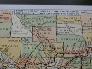 Rare Vintage Santa Fe Railroad Hotels Fred Harvey Map Postcard Ad R - 86647 192_ 5