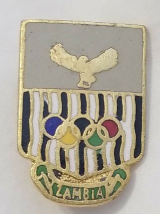 Zambia 1984 Very Rare Olympic Team Noc Badge Pin.  Gray