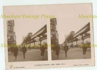 Stereoview Photo Card Elevated Railway York Usa Sunbeam Tours Vintage 1920s
