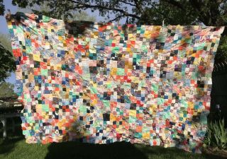 VTG Quilt TOP Handmade 4 - Patch Charm Patchwork 80 