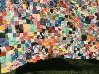 VTG Quilt TOP Handmade 4 - Patch Charm Patchwork 80 
