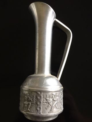 Vintage Norsk Tinn Pewter Viking Decanter Pitcher Norway Mid Century.