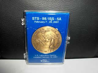 Nasa Sts - 98 Iss - 5a Flown In Space Metal From Lab Module Iss Coin / Medallion