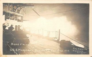 Rppc Night Firing Uss Maryland San Diego Us Navy Military 1911 Vintage Postcard