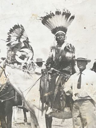 Antique Native American Indian ID ' d OLD MAN STAR Chief Horse Real Photo Postcard 2