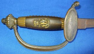 Antique Saber Sword Unknown Dress Officer French Crown Spadroon British Military