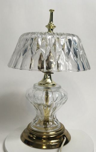 Vintage Gilbert Cut Crystal Glass Brass Lamp Vanity Accent Table Lamp Euc
