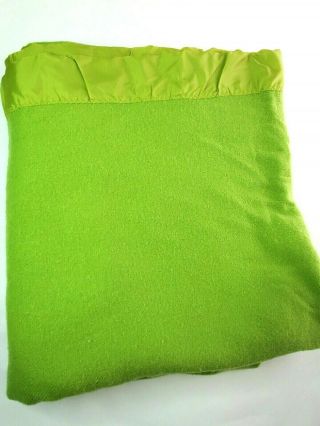 Chatham Thin Wool Blanket Vintage Green 70 " X 74 " Satin Trim
