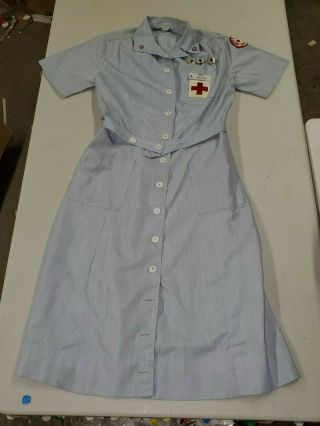 Wwii American Red Cross Uniform With Pins,  Name Tag,  And Patches Size 12