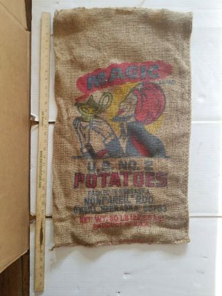 Vintage Magic Brand Burlap Potato Potatoes Burlap Sack Bag 50 Pounds O 