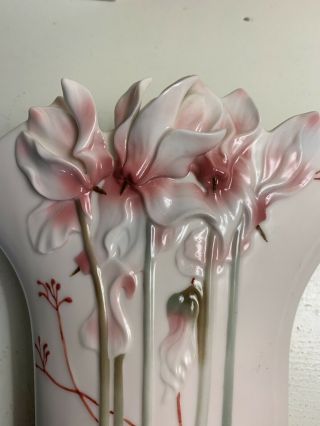 Franz Porcelain Enchanted Garden Vase FZ00715 High 10 1/2” 7