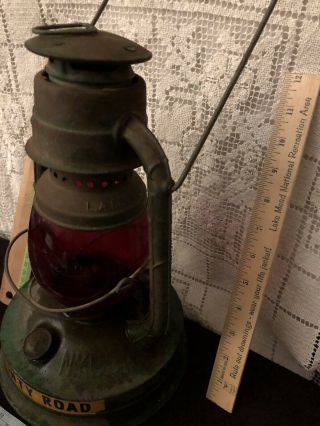 Vintage Antique Dietz No.  100 Red Glass Lantern LA County Road. 3