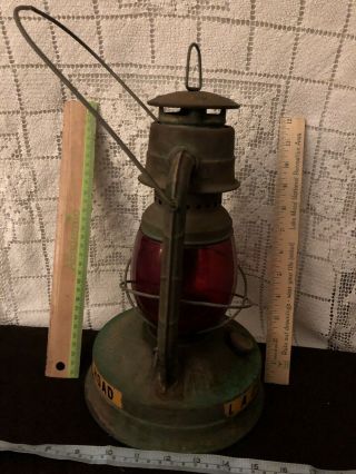 Vintage Antique Dietz No.  100 Red Glass Lantern LA County Road. 6