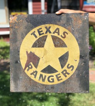 Rare Seldom Seen 1960s Texas Rangers Police Metal Building Street Sign