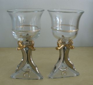 1902 Syria Temple 2 Wine Glasses Marked Pittsburgh Pa.  & Washington Dc.