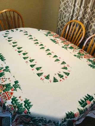 Vintage Large Christmas Tablecloth 63 " X 102 "