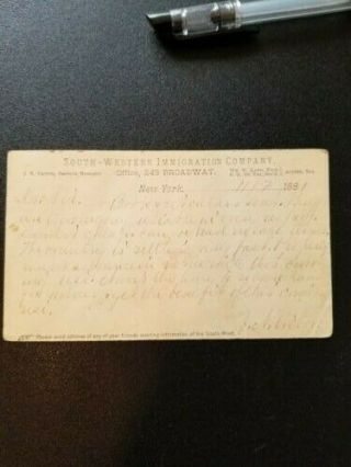 1881 Vintage Postcard with 1 cent postage Re: Possibility of Land purchase 2