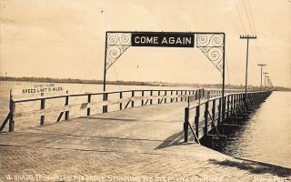 Fl 1900’s Rare Florida Mumm Real Photo Bridge Bradenton - Palmetto Fla - Manatee